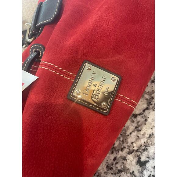 NEW VTG DOONEY & BOURKE CHIARA MEDIUM SATCHEL RED SUEDE/BROWN VERSATILE ICONIC - Picture 5 of 16